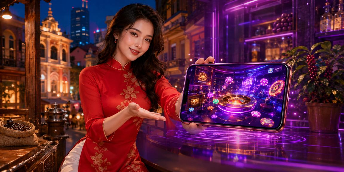 Người dùng tại TP. Hồ Chí Minh trải nghiệm casino trên điện thoại với trang phục áo dài truyền thống